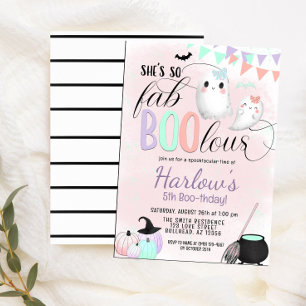 FabBOOlous Ghost Pastel Halloween Birthday Invitation