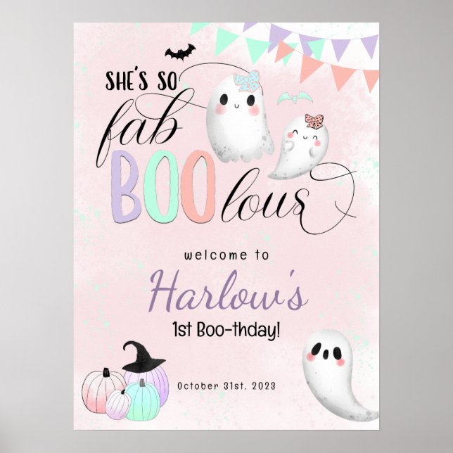 FabBOOlous Pastel Halloween Birthday Welcome  Poster (Front)