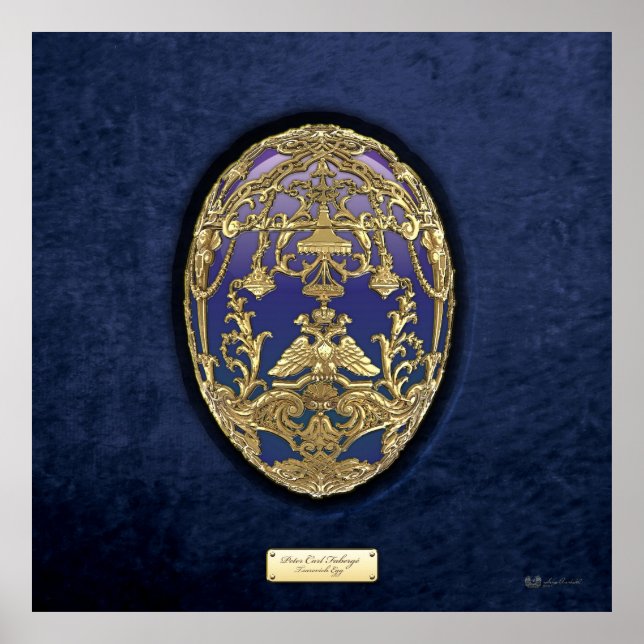 Faberge Eggs - Tsarevich Egg on Blue Velvet Poster (Front)