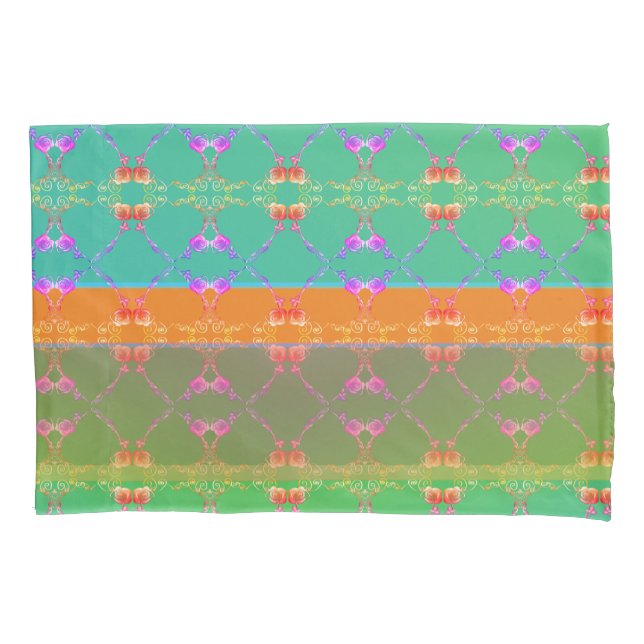 Faberge Inspired Rose Floral Folk Revival   Pillow Pillowcase (Front)