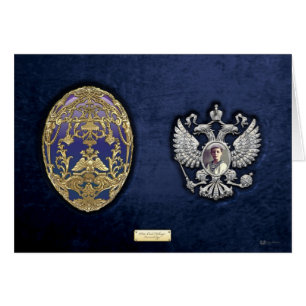 Faberge Tsarevich Egg with Surprise on Blue Velvet