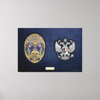 Faberge Tsarevich Egg with Surprise on Blue Velvet Canvas Print