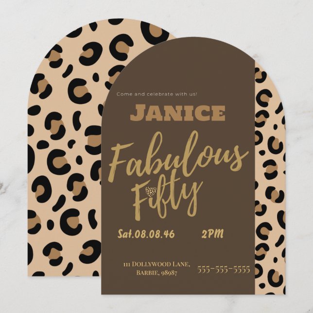 Fabolous Cheetah 50th  Invitation (Front/Back)