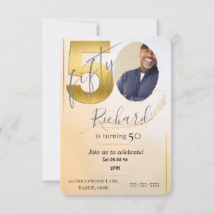 Fabolous Gold Golden 50th Personalised Invitation