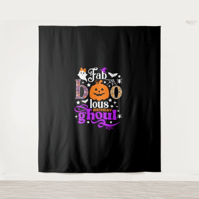 Faboolous Birthday Ghoul Shirt Funny Boo Pumpkin H Tapestry (Front)
