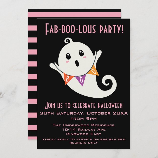 FABOOLOUS HALLLOWEEN PARTY INVITATION (Front/Back)