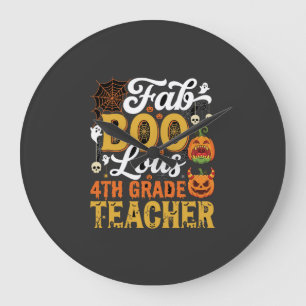 Faboolous Halloween 4th Grade Teacher Large Clock