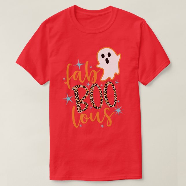 Faboolous Leopard Fabulous Boos Autumn Pumpkin Hal T-Shirt (Design Front)
