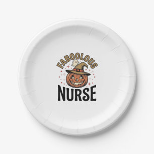 Faboolous Nurse Halloween Pumpkin Vintage Shirt De Paper Plate
