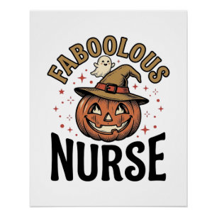 Faboolous Nurse Halloween Pumpkin Vintage Shirt De Poster