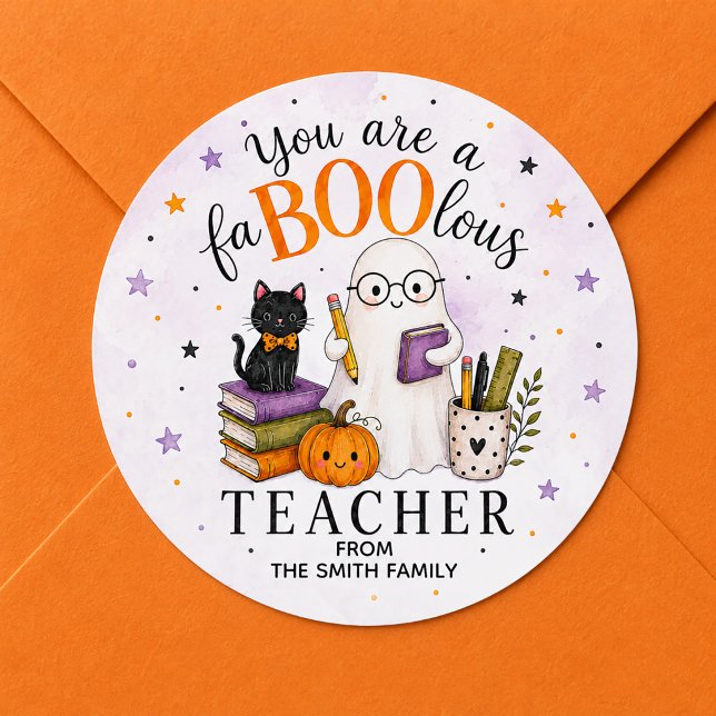 FaBOOlous Teacher Halloween Classic Round Sticker (FaBOOlous teacher Halloween Sticker)