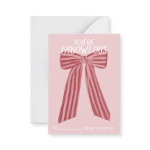 FaBOWlous Bow Themed Classroom Valentines Card