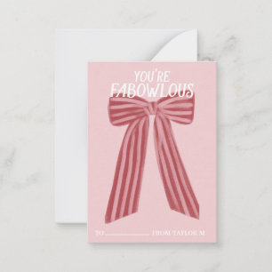 FaBOWlous Bow Themed Classroom Valentines Card