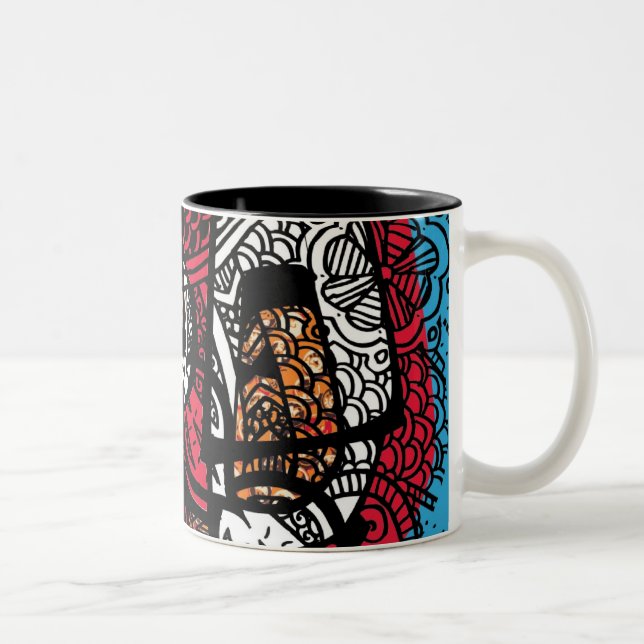 Fabric and PaintBrushes Two-Tone Coffee Mug (Right)