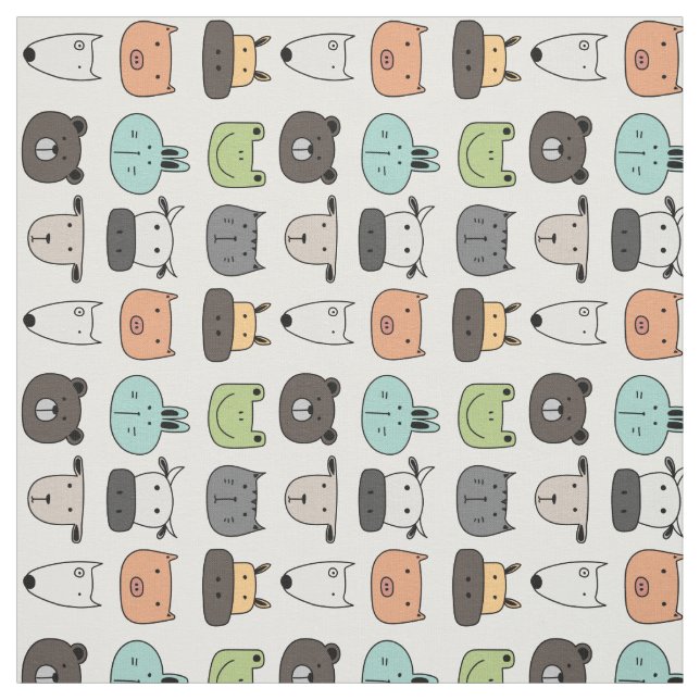Fabric - Animal Faces Rotated (Swatch)