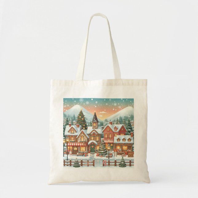 Fabric Bag with Christmas Landscape (Front)