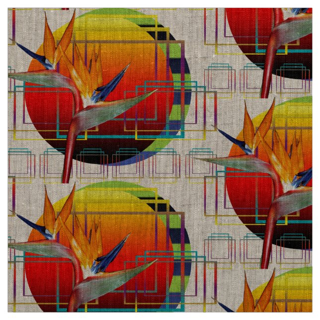 Fabric | Bird of Paradise Geometric Sunset (Swatch)