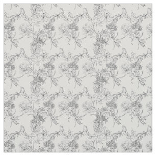 Fabric - Black and White Floral Pattern