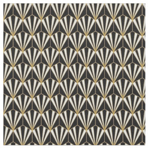 Fabric - Black White Gold Art Deco