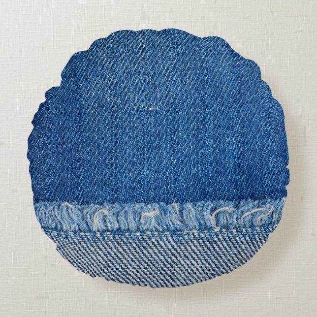 Fabric Blue Jeans Background, Denim texture Round Cushion (Front)
