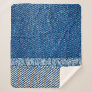 Fabric Blue Jeans Background, Denim texture Sherpa Blanket