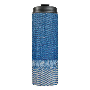 Fabric Blue Jeans Background, Denim texture Thermal Tumbler