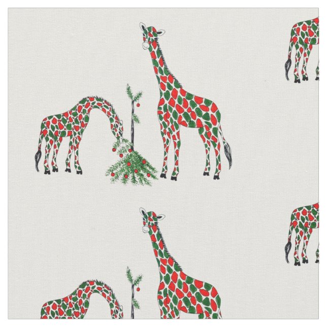 Fabric-Christmas Giraffes Fabric (Close Up)