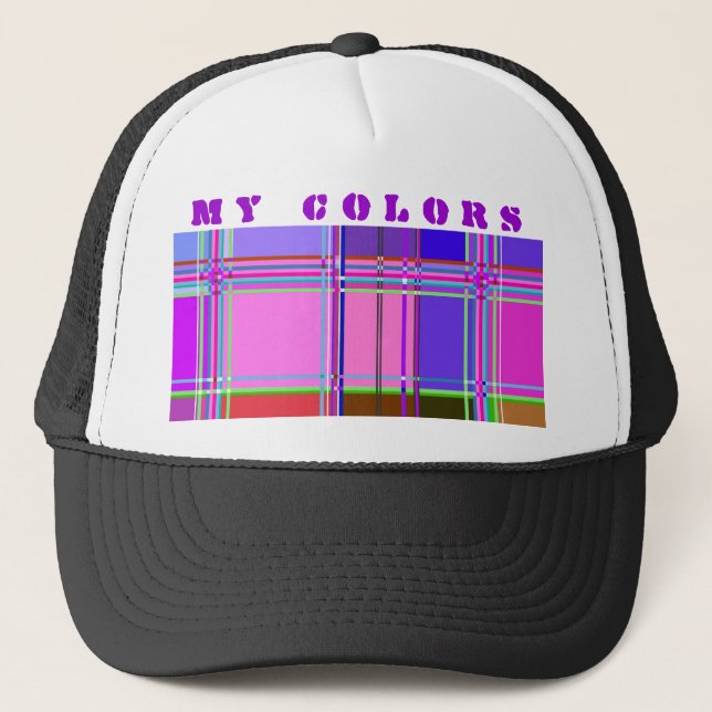 Fabric Cloth Colours Squares Trucker Hat (Front)