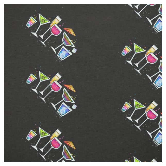 FABRIC - COCKTAIL UP! Cocktail Glasses. (Swatch)