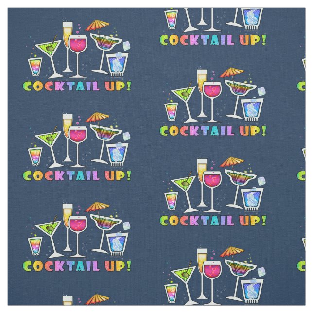 FABRIC - COCKTAIL UP! with Glasses. (Swatch)