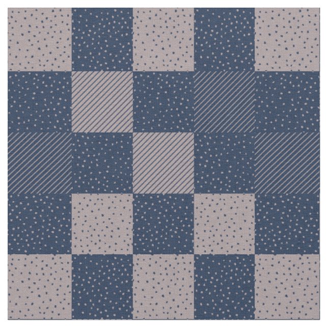Fabric - Crazy Buffalo Check in Blue and Taupe (Close Up)