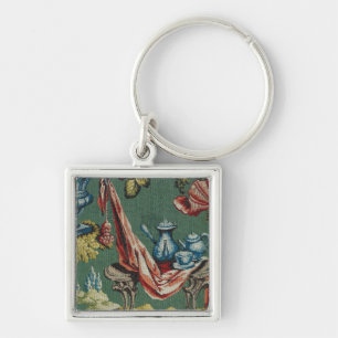 Fabric depicting a chocolate pot and a teapot key ring