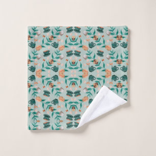 Fabric design featuring green wash cloth