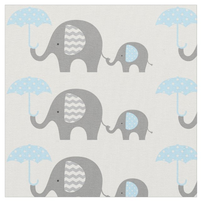 Fabric - Elephants Blue (Close Up)