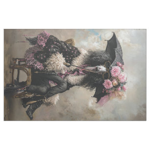 Fabric Fat Quarter French Vintage Standard Poodle 