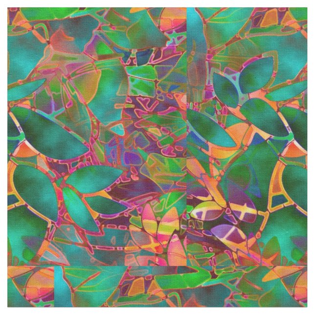 Fabric Floral Abstract Stained Glass (Close Up)