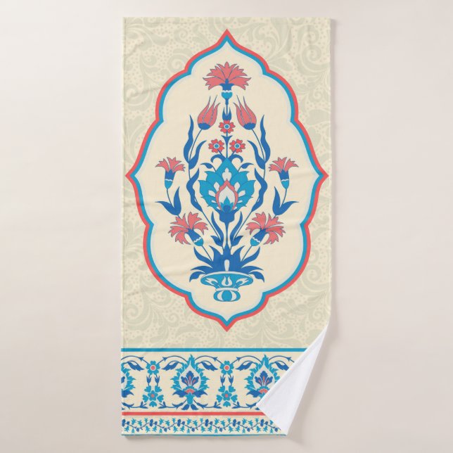 Fabric floral seamless pattern in ethnic style bath towel (Bath Towel)