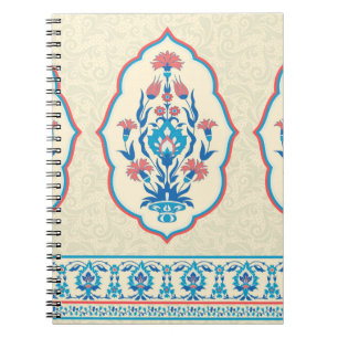 Fabric floral seamless pattern in ethnic style notebook
