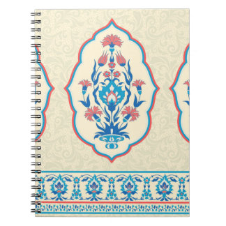 Fabric floral seamless pattern in ethnic style notebook