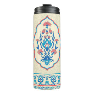 Fabric floral seamless pattern in ethnic style thermal tumbler