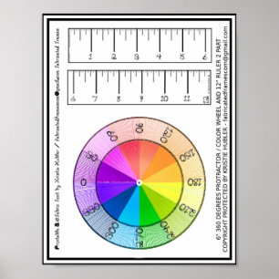 Fabric Font 12 Inch Ruler & Protractor Color Wheel Poster