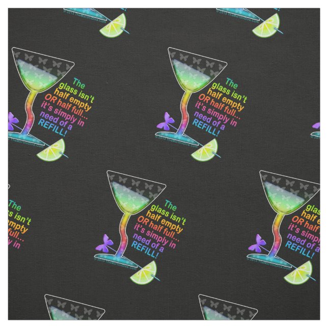 FABRIC - GLASS HALF FULL, Cocktail Humour (Swatch)