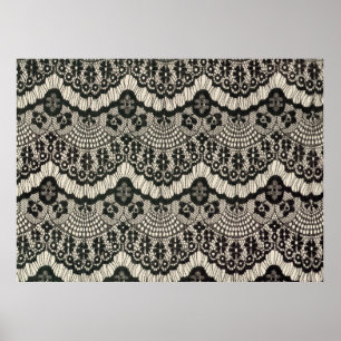 Fabric lace openwork.  Fabric lace floral ornament Poster
