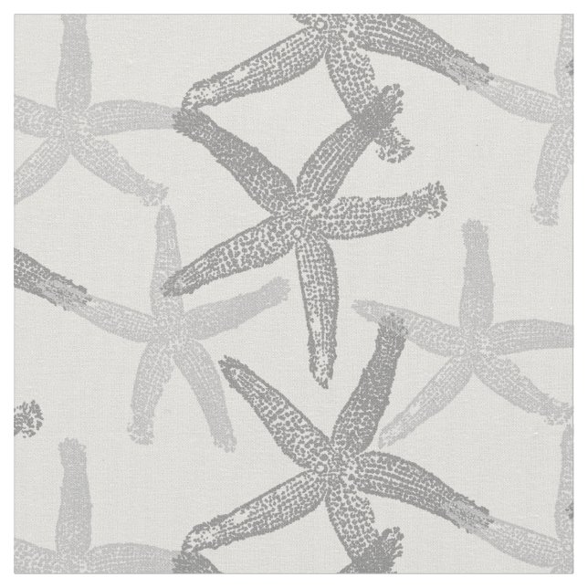 fabric Nautical starfish abstract grey white (Close Up)