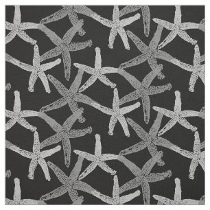 fabric Nautical starfish abstract grey white black
