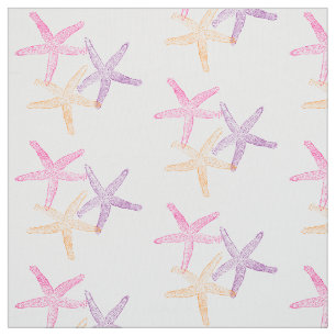 fabric Nautical starfish beach purple pink yellow