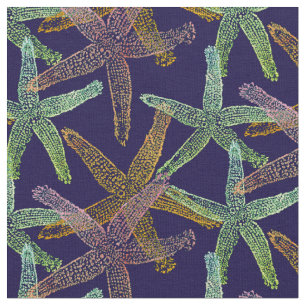 fabric Nautical starfish pink yellow green blue