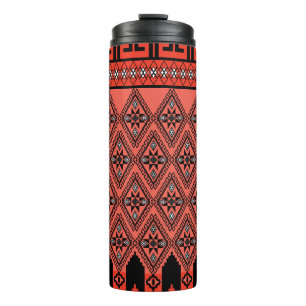 Fabric patterns: blue background decoration. thermal tumbler