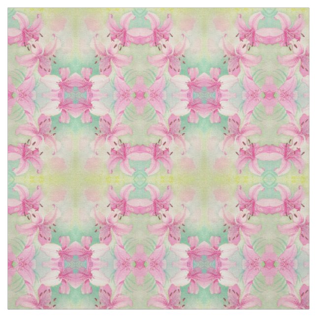 Fabric - Pink Watercolor Lilies (Swatch)
