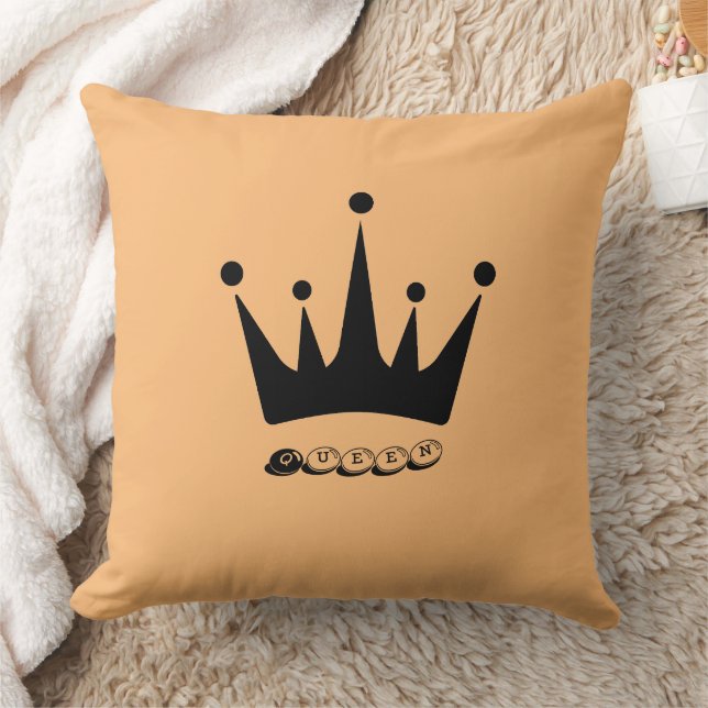 Fabric  Polyester  Custom Queen Text Black Crown  Cushion (Blanket)